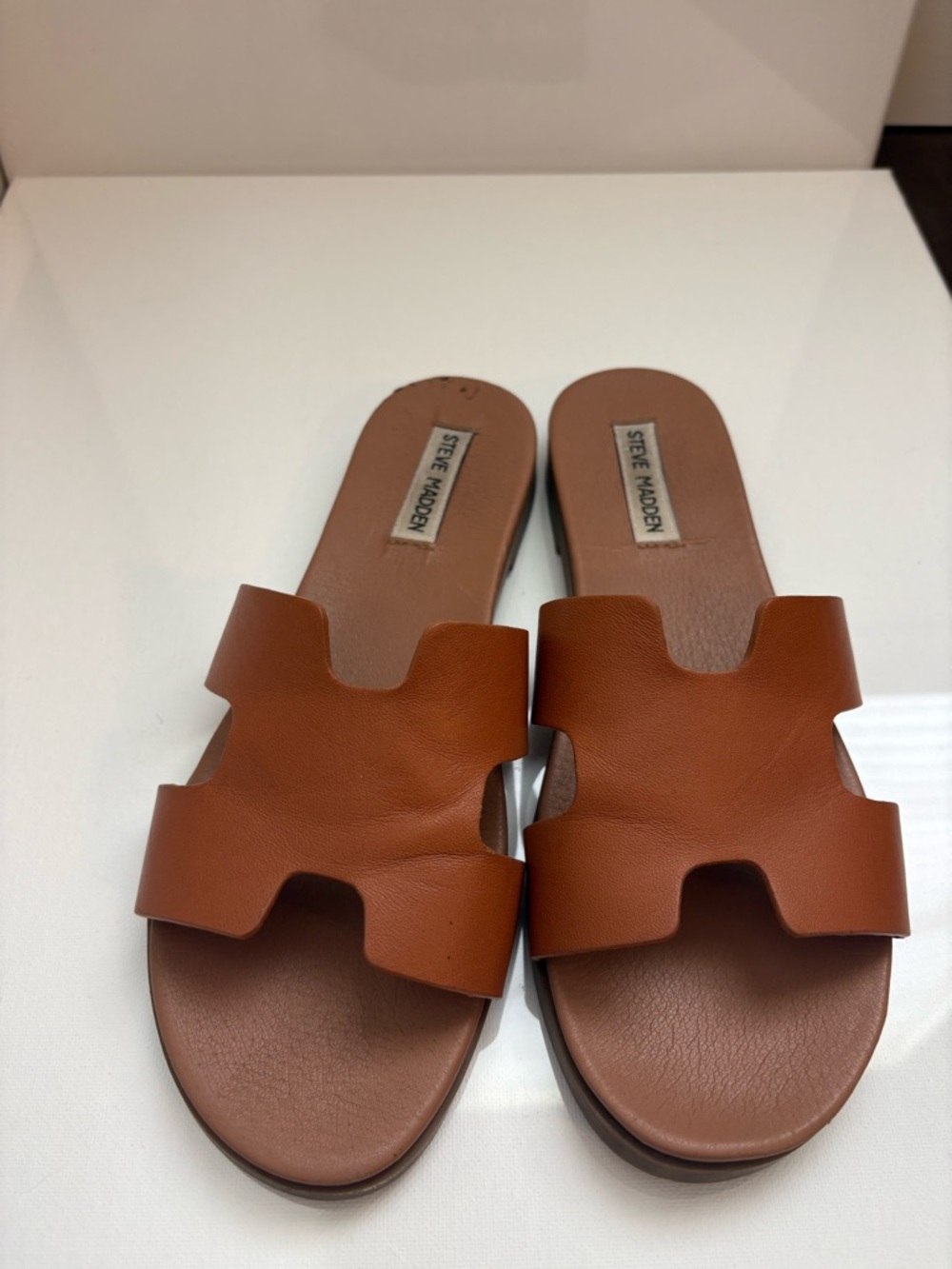 Steve Madden Tan Brown Slide Sandals